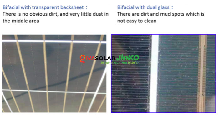 Tấm pin 2 mặt JinkoSolar Bifacial Transparent backsheet vs Dual glass 11